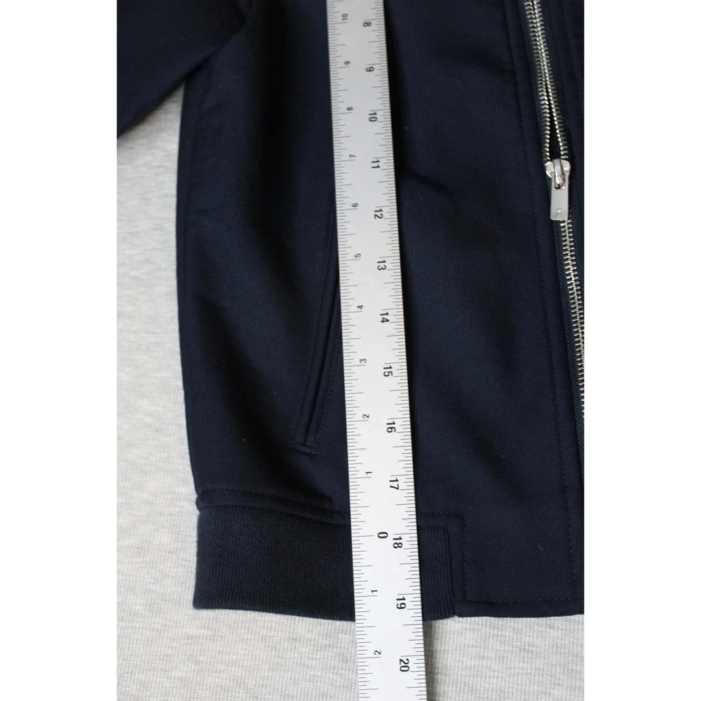 Jacadi Paris Boys Navy Blue Zip Up Bomber Jacket Size 8A 128cm Utility Pocket